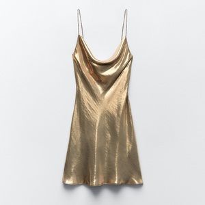 Zara METALLIC RHINESTONE STRAPPY MINI DRESS